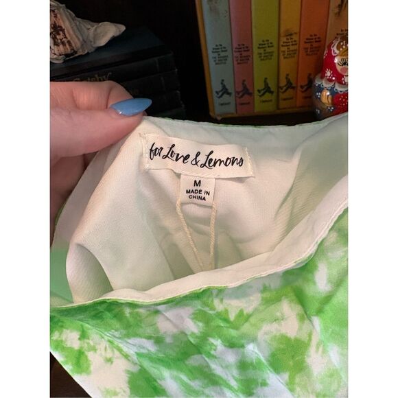 NWT For Love & Lemons Devon Green & White Tie Dye Mini Dress Size Medium - Picture 7 of 11